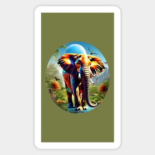 Vibrant Pachyderm: A Symphony of Colors Sticker